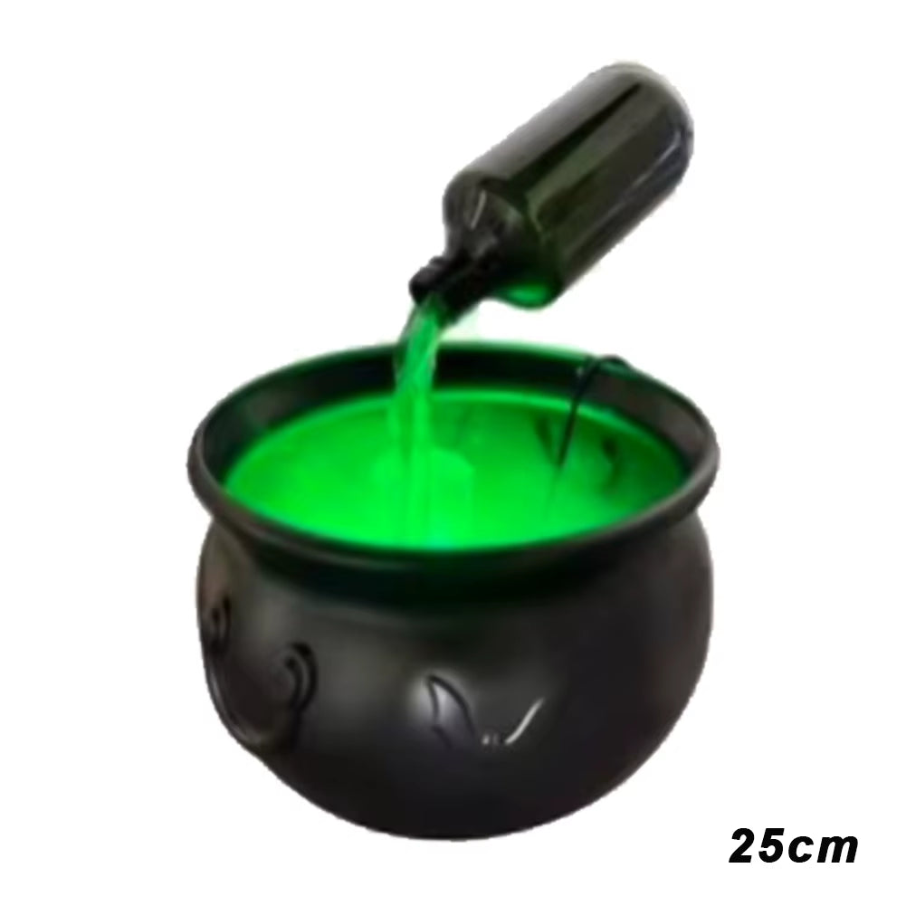 Halloween Cauldron Decor with Magic Floating Potion Bottles and Diffuser Skeleton Horror Party Home Bar Accessory DIY Prop