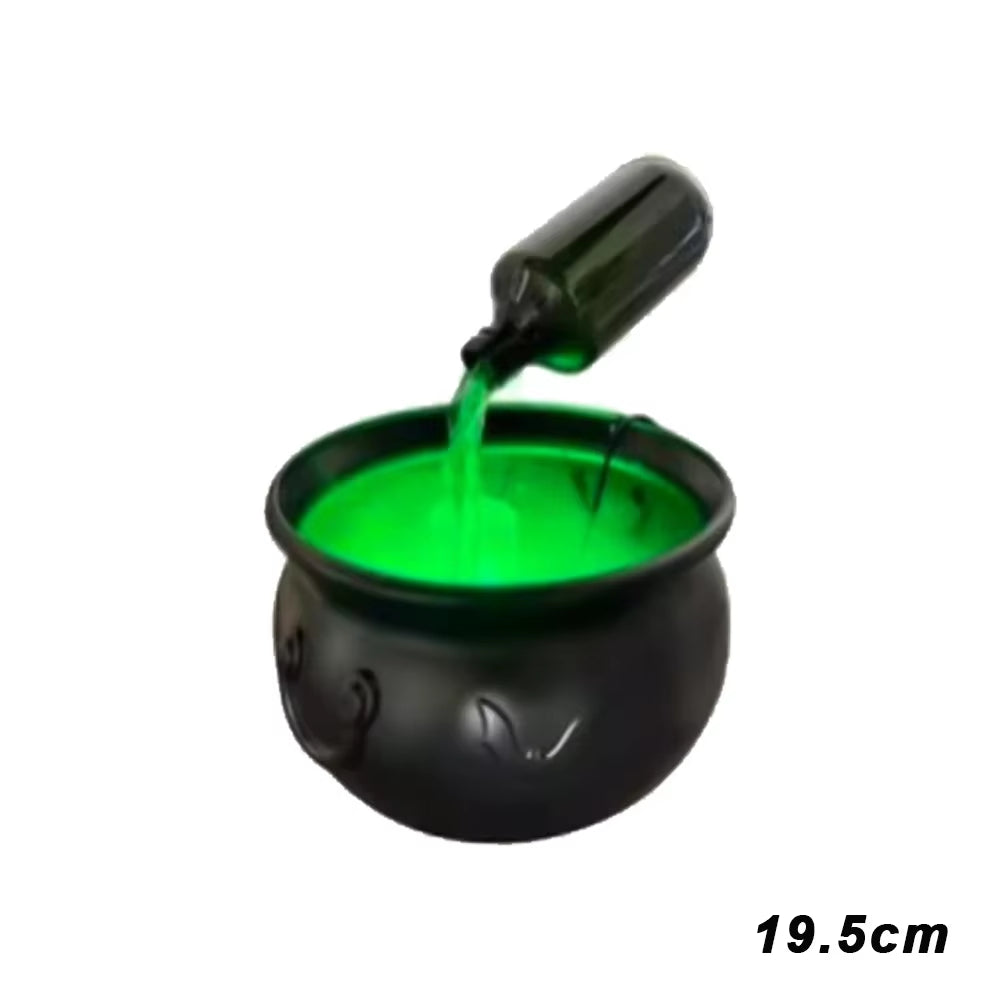 Halloween Cauldron Decor with Magic Floating Potion Bottles and Diffuser Skeleton Horror Party Home Bar Accessory DIY Prop