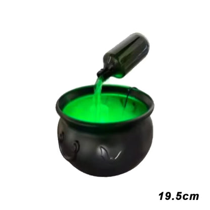 Halloween Cauldron Decor with Magic Floating Potion Bottles and Diffuser Skeleton Horror Party Home Bar Accessory DIY Prop